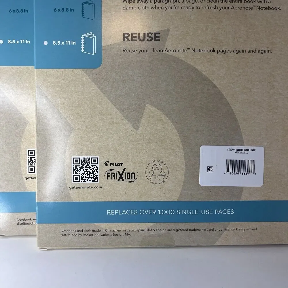 Lot of 2 Aeronote Reusable Spiral Notebook (8.5